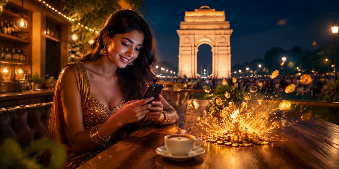 Delhi India Gate with mobile casino betting theme