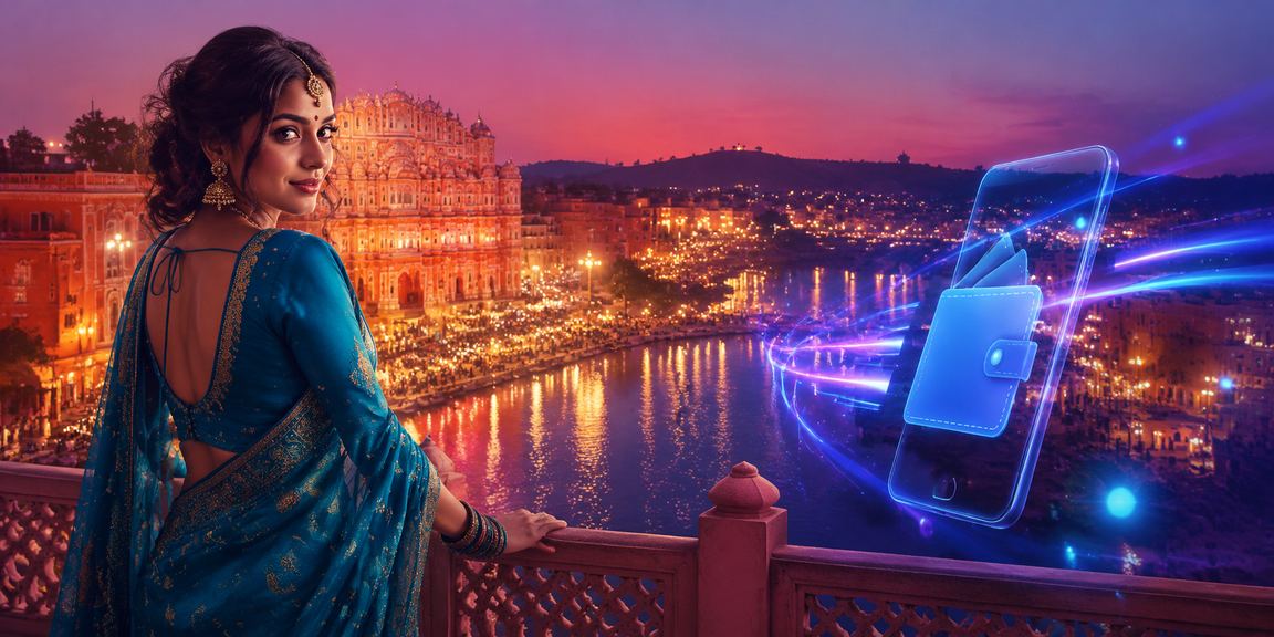 Jaipur Hawa Mahal with casino and betting theme